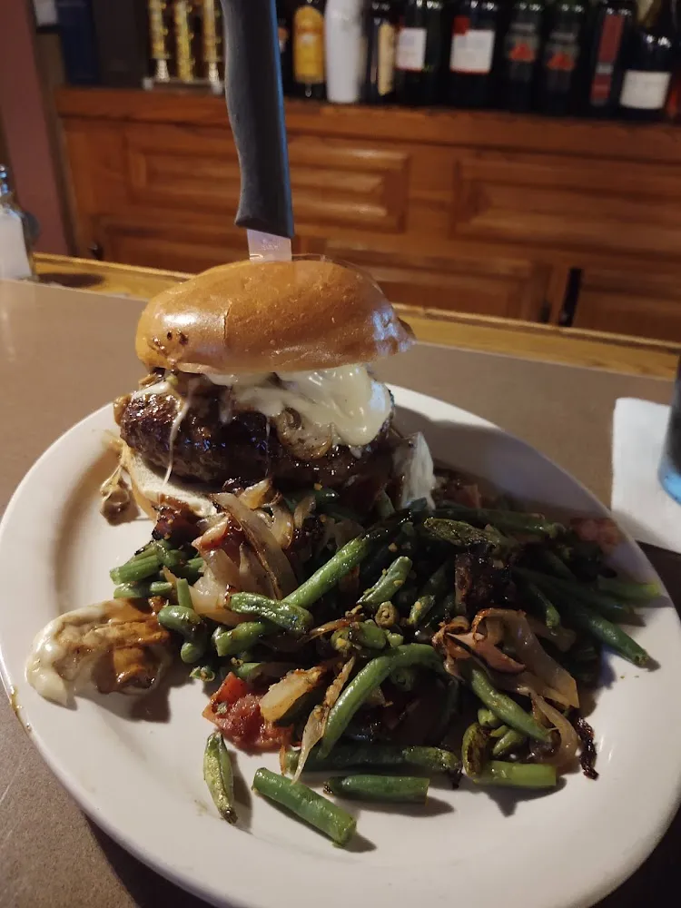 Brandy Burger and Green Beans with Bacon